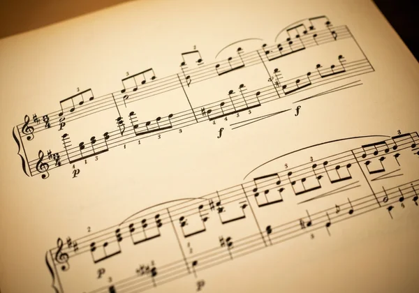 Musical staff paper with dynamic markings and articulation