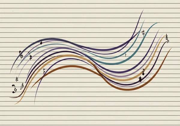 Intertwining melodic lines on staff paper showing voice leading.