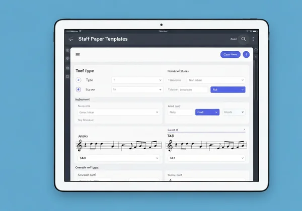 Digital interface showing customizable staff paper templates