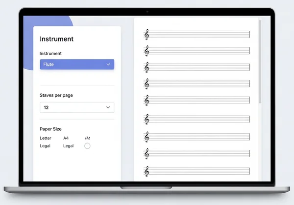 Online tool to generate custom flute staff paper